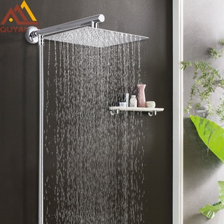 Quyanre Chrome Rainfall Shower Faucet Wall Mount Bathroom Shower System Ultrathin Shower Head Shower