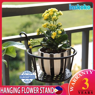 Balcony Indoor/Garden Hanging Iron Art Hanging Basket Flower Stand Metal Railing Plant Flower Stand