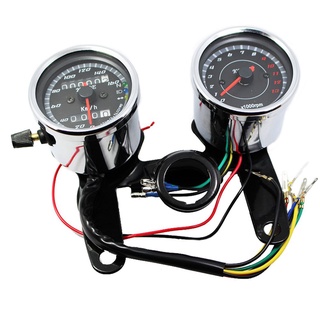 Chrome Motorcycle Speedometer Tachometer Set 0~160km/h Odometer Tacho Gauge 0-13000 RPM for Harley H