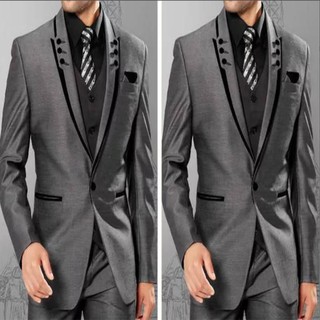 Men's Lapel Suit Three-piece Formal Wear Business Wedding Groom Jacket Pants Vest v7T7