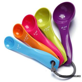 LOVESHOP 5PC Style Kitchen Colourworks Measuring Spoons Spoon Cup Baking Utensil Set Kit