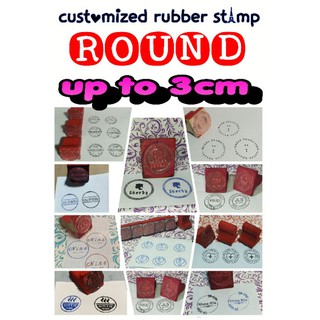 personalized / customized round stamp text logo wood handle