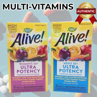Natures Way Alive Mens 50+ Multivitamin or Alive Womens 50+ Multivitamin Once Daily 60 Tablets