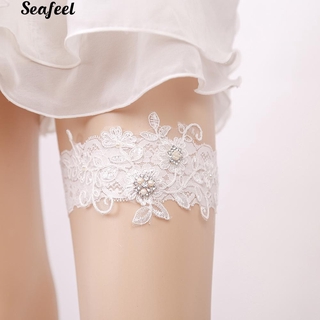 🎉Wedding Faux Pearl Rhinestone Lace Floral Bridal Leg Garter Thigh Ring Belt🎉 (7)