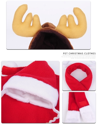 【Christmas】 Pet Cat Dog Puppy Santa Red Scarf Hat Christmas Clothes Costumes Warm Apparel (6)