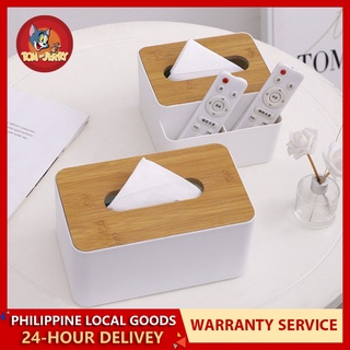 【COD】Wood Cover Plastic Tissue Box Holder Kitchen Storage Box Office Home Organizer Table Tissue Box