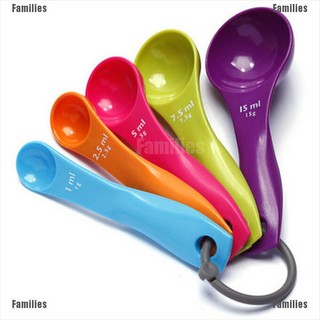 Families 5PC Style Kitchen Colourworks Measuring Spoons Spoon Cup Baking Utensil Set Kit