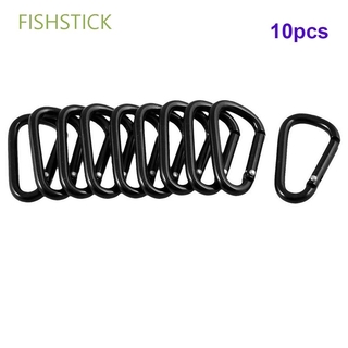 FISHSTICK Practical Hook Kettle Carabiner Keychain Backpack Key ring Aluminum Alloy Black 10pcs D-Shaped Hanging Buckle/Multicolor