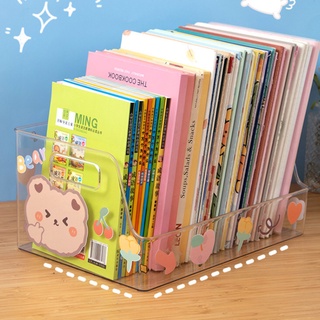 Acrylic transparent book stand ins student desk put book storage box creative bookend table bookshelf desktop
