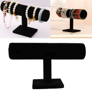 ✿UIEEPGP✿Black Velvet Hard Bracelet Bangle Watch Jewelry T-Bar Display Stand Holder Rack (1)
