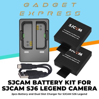 SJCAM Battery 2pcs and Dual Slot Charger for SJ6 Legend