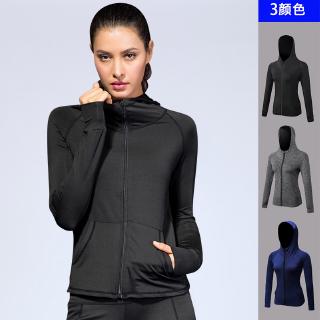 AGhv Ladies' Fall/Winter Fitness Jacket Yoga Training Running Zipper Sports Casual Quick-drying Hood