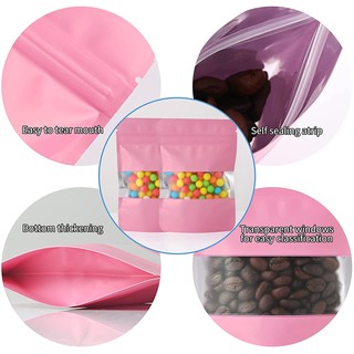 100Pcs Resealable Stand Up Pouch with Frosted Clear Window black, red, gold, pink Foil Pouch bag COD (8)