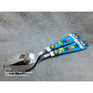 CHASE PAW PATROL PERSONALIZED SPOON AND FORK FOR KIDS PAW PATROL SAZIMART SOUVENIRS GIFTS GIVEAWAYS