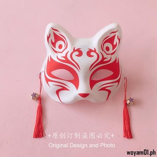 Hand-painted and wind mask Japanese style and wind fox half face cat face mask masquerade anime cos props