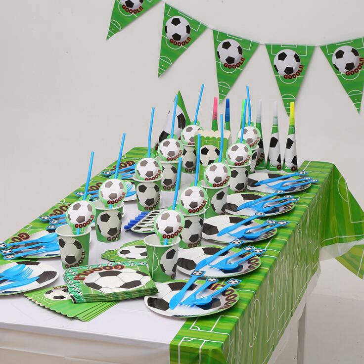 football theme party set disposable tableware paper plate / banner children birthday party decor