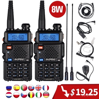 2PCS 8W Baofeng uv 5r Walkie Talkie UV-5R High Power Two Way Radio Portable Dual Band FM Transceiver