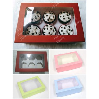 6x9x3” Plain & Christmas Cupcake Pastry Box w/ Cupcake Holder