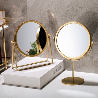 [Ready Stock] Northern Europe Bathroom Mirror High Quality Cosmetic Mirror Makeup Round Mirror Bedroom Nordic Gold Mirror