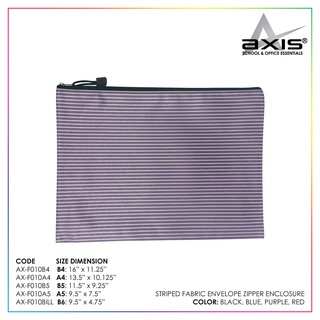Fabric Envelope A4 Short Color Stripes Canvas Zipper Stationery Bag Axis AX-F010A4