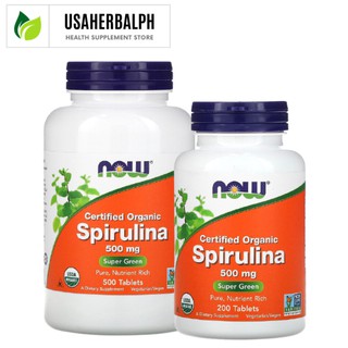 on hand Now Foods, Certified Organic Spirulina, 500 mg