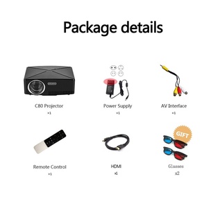 ♟❀™HD MINI Projector C80/C80UP, 1280x720 Resolution, Android WIFI Proyector, LED Portable HD Beamer