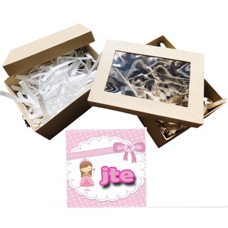 kraft box✶✶7 x 5 3 inches Kraft Box (Fully Covered or Acetate Cover) w/ White Brown Shredded Paper