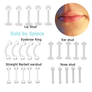5piece Bioplast Soft Flexible Nose Lip Labret Stud Eyebrow Ring Belly Ring Helix Daith Rook Body Piercing Jewelry