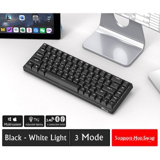 【 Genuinespot 】ROYAL KLUDGE Hot Swappable RK68(RK837)Bluetooth White light Mechanical Keyboard 65%Gaming keyboard