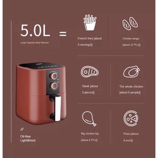 ☄☼﹊5L Air Fryer Intelligent Household Multi-Function Automatic Kitchens Microwave Home Appliances