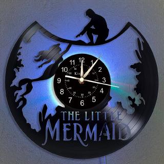 M3og Mermaid Vinyl Record Wall Clock LED | Home Decor Gifts for Friends and Family | Hanging Night L
