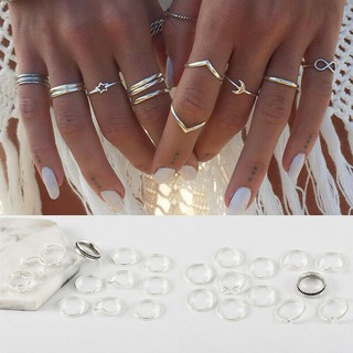 12 Pcs/set Boho Punk Silver Midi Finger Ring Set Vintage Knuckle Rings Jewelry