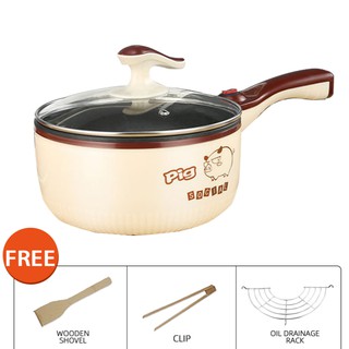 (Free drain rack, wooden spatula and clamp) 1.8L Korean version multifunctional non-stick electric s