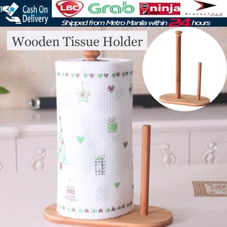 【Fast Delivery】Natural Bamboo Wooden Tissue Paper Holder Racker Kitchen