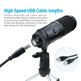[READY STOCK]Microphone Condenser USB Microphone Studio Mic With Folding Stand Tripod For Mac Laptop PC Computer