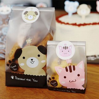 50 Pcs/Set Biscuit Packaging Bag Puppy Cat Snack Baking Snack Candy Decoration Bag (1)