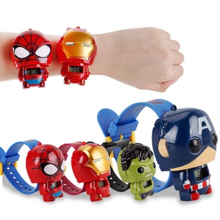 Avengers Super Hero Spinning Lego Watch Iron Man Spider Man Captain America Electronic Toys
