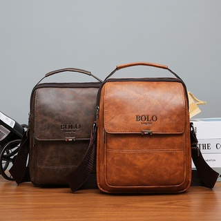 BOLO Retro Briefcase Leather Flip Bag Business Casual Messenger Bag Shoulder Bag Portable Briefcase Men's Bag (1)