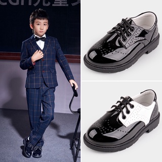 【Ready Stock】❆◎◎1-12Year Kids Leather Shoes Boy British Style Black Formal Shoes Big Size Lightweigh