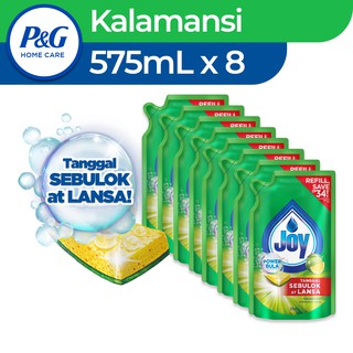 Joy Kalamansi Dishwashing Liquid Pouch Refill (575ml) Set of 8 (1)