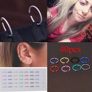 40PCS/Pack Jewelry Fake Circle Ear Studs Nostril Hoop Non Piercing Nose Ring