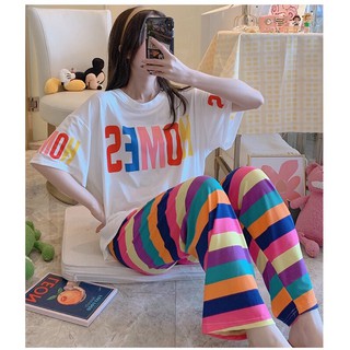 2020 new style home clothes pajamas cotton top and pant