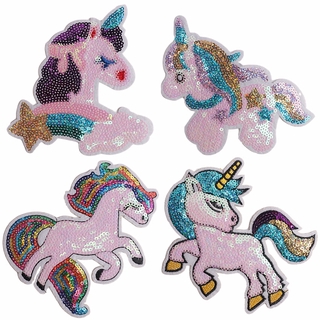 Rainbow Unicorn Sequins Patch DIY Sew on Iron on Badge Patch