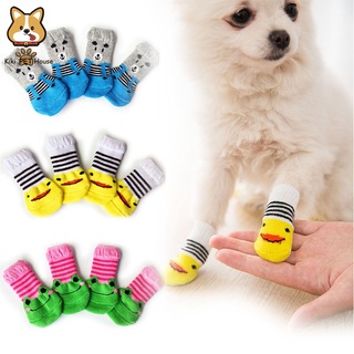 4Pcs Pet Socks Dog Socks Puppy Cat Socks Soft Breathable Anti-Slip Socks Paw Protector