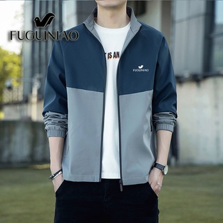 Luxury Bird Men's Coat Casual Stand Collar Jacket Stitching Color