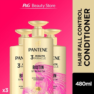 Pantene Biotin Strength Pro-V 3 Minute Miracle Conditioner [Hair Fall Control] 480ml (3 pieces)