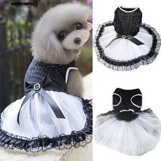 Glitter Bow Lace Pet Dog Princess Tutu Dress