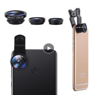 Fisheye Lens 3 In 1 Lenses 180° + 0.6X Mobile Phone Clip Lens Wide Angle Lens Camera