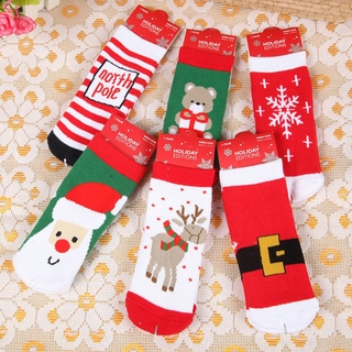 Toddler Baby Christmas Socks Xmas Santa Claus Snowflake Deer Cotton Comfortable Keep Warm Socks for Kids Boys Girls
