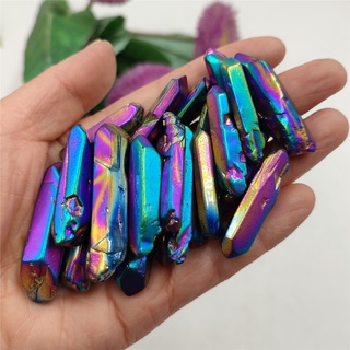 ❀50g Bulk Natural Rainbow Titanium Aura Lemurian Wand Quartz Crystal Point Healing Stone Mineral Spe